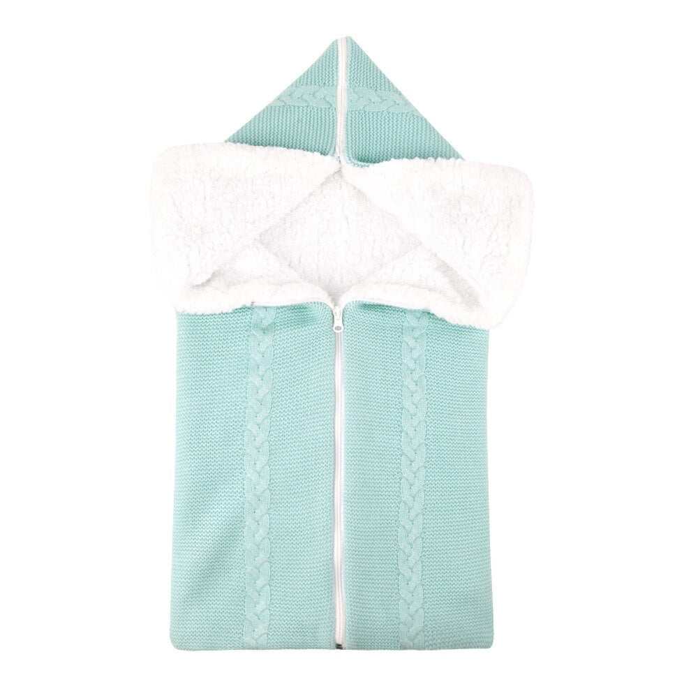 Newborn Winter Baby Sleeping Bag Warm Knit Swaddle Wrap
