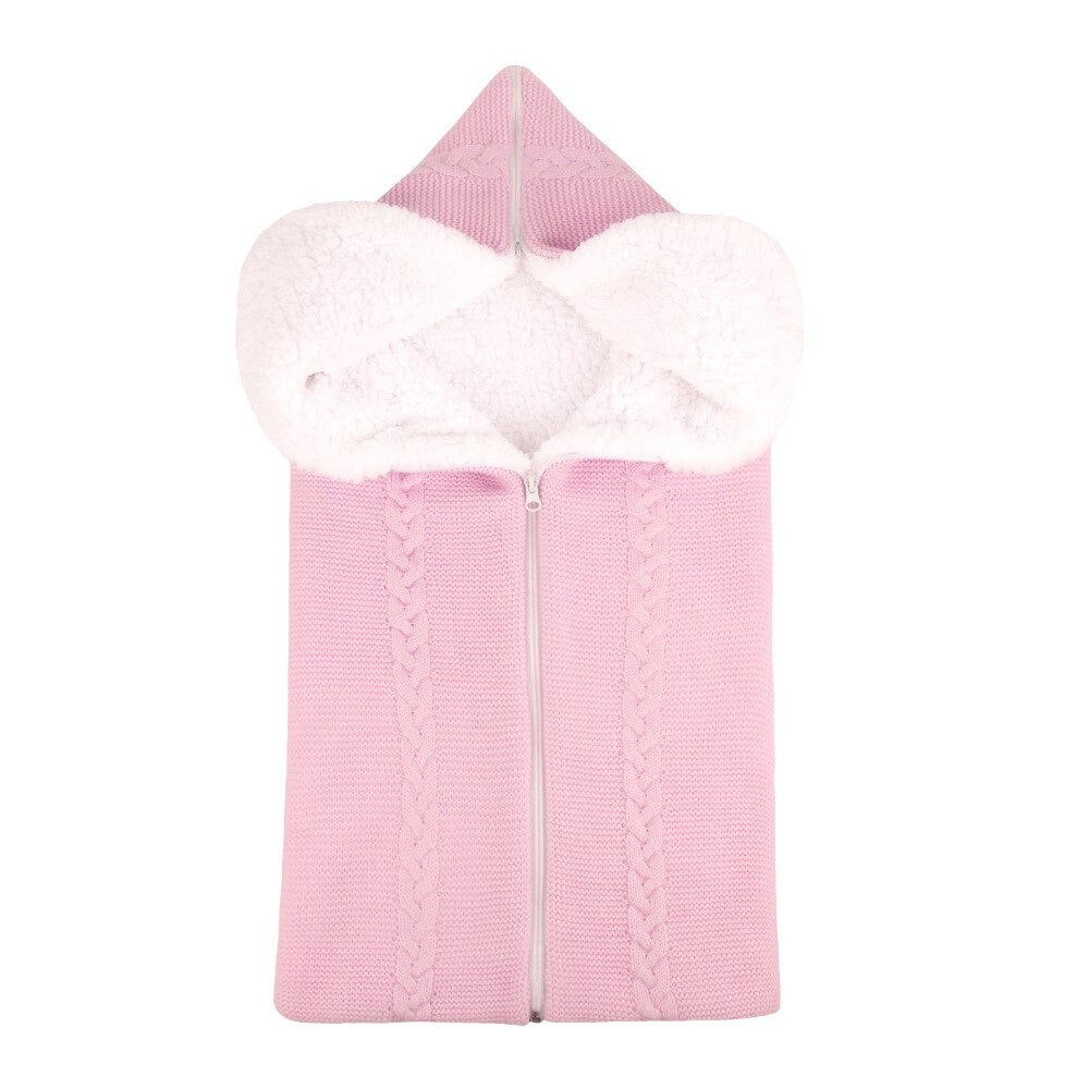 Newborn Winter Baby Sleeping Bag Warm Knit Swaddle Wrap