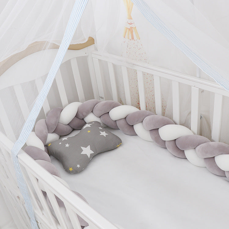 Baby Bumper Crib Braid Knot Pillow Cushion