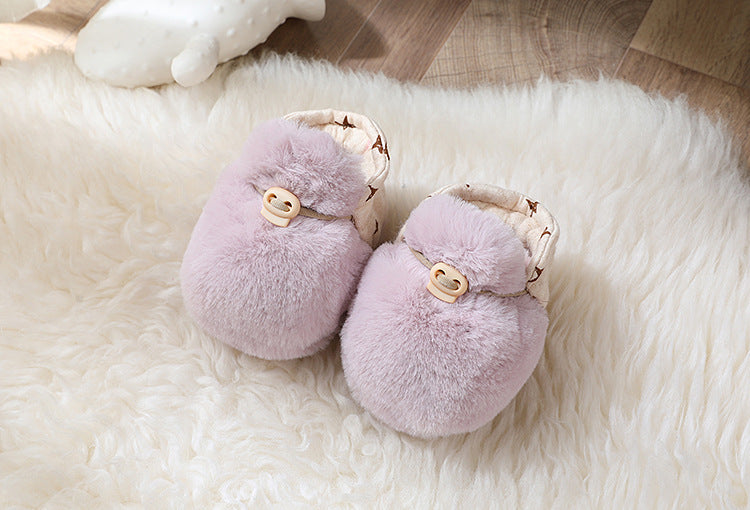Warm Plush Baby Shoes – Soft Sole Winter Footwear
