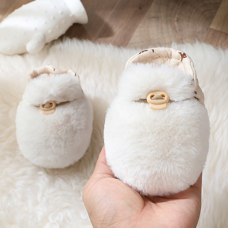 Warm Plush Baby Shoes – Soft Sole Winter Footwear
