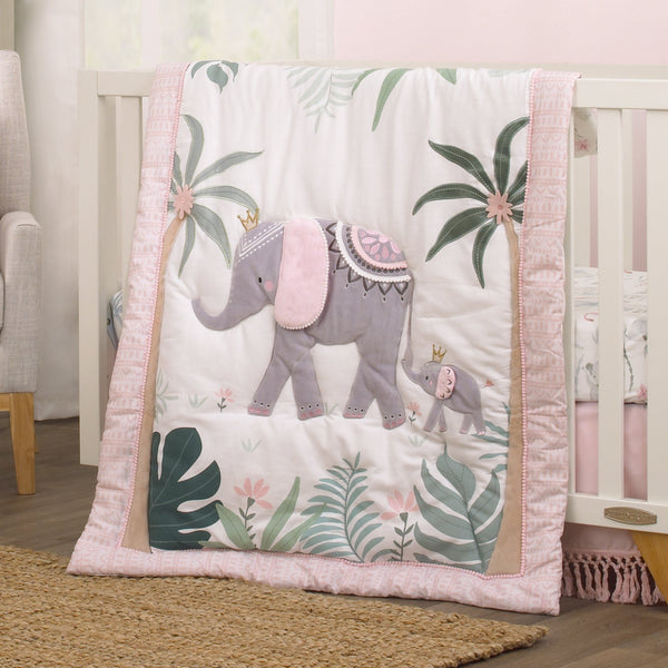NoJo Tropical Princess Elephant 4 Piece Crib Bedding Set