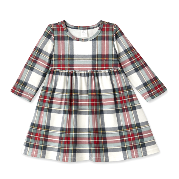 Girls Christmas Plaid Dress Soft Bamboo Holiday Outfit