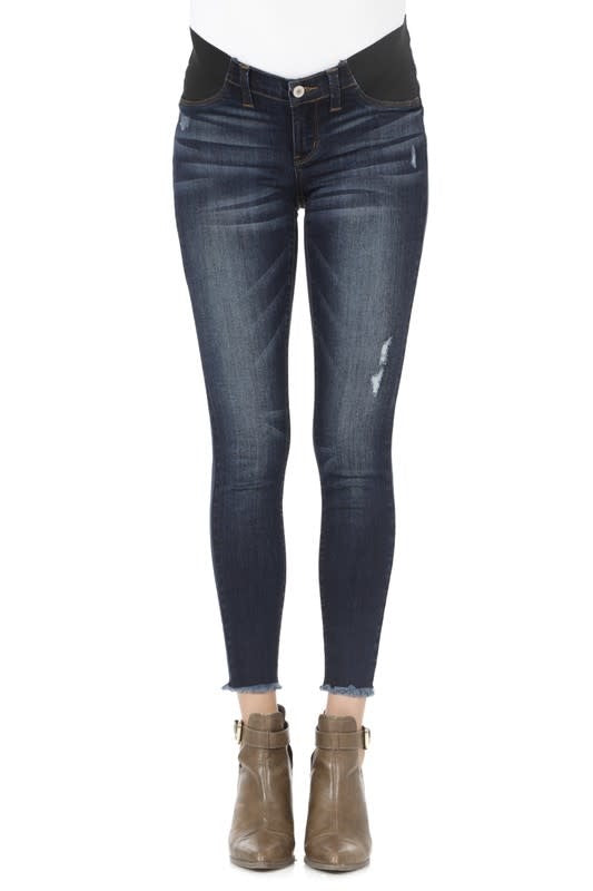 Maternity Distressed Frayed Ankle Jeans