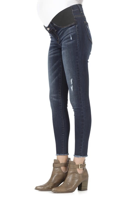 Maternity Distressed Frayed Ankle Jeans