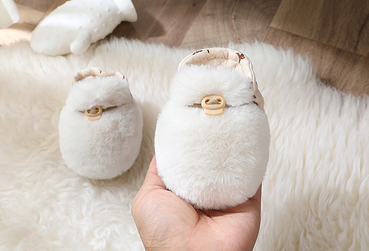 Warm Plush Baby Shoes – Soft Sole Winter Footwear