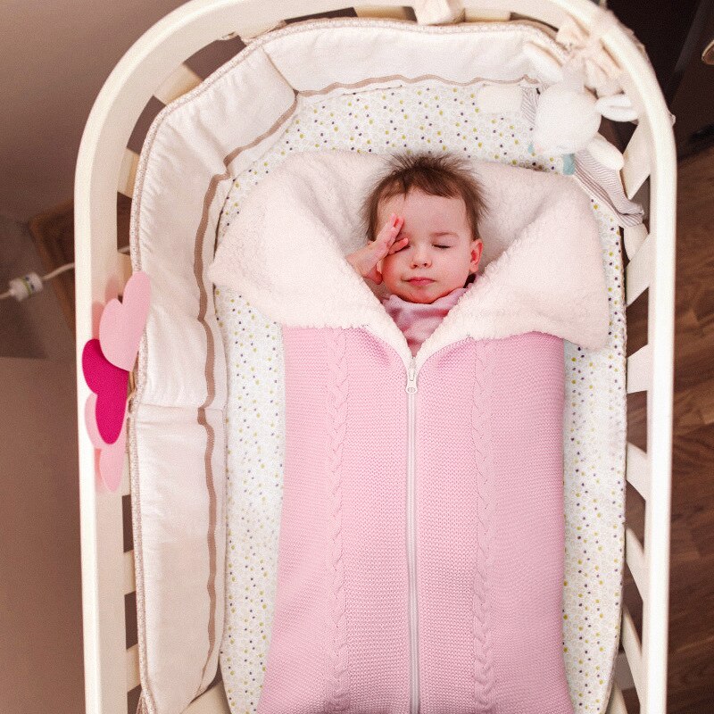 Newborn Winter Baby Sleeping Bag Warm Knit Swaddle Wrap