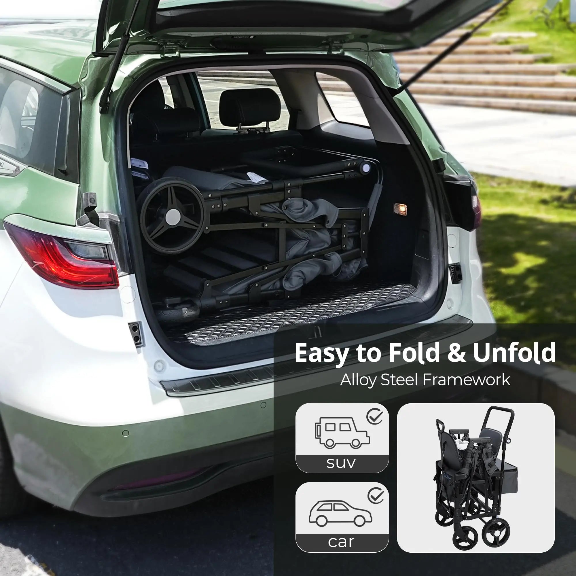 Momfann 4-in-1 Double Stroller Wagon for Kids