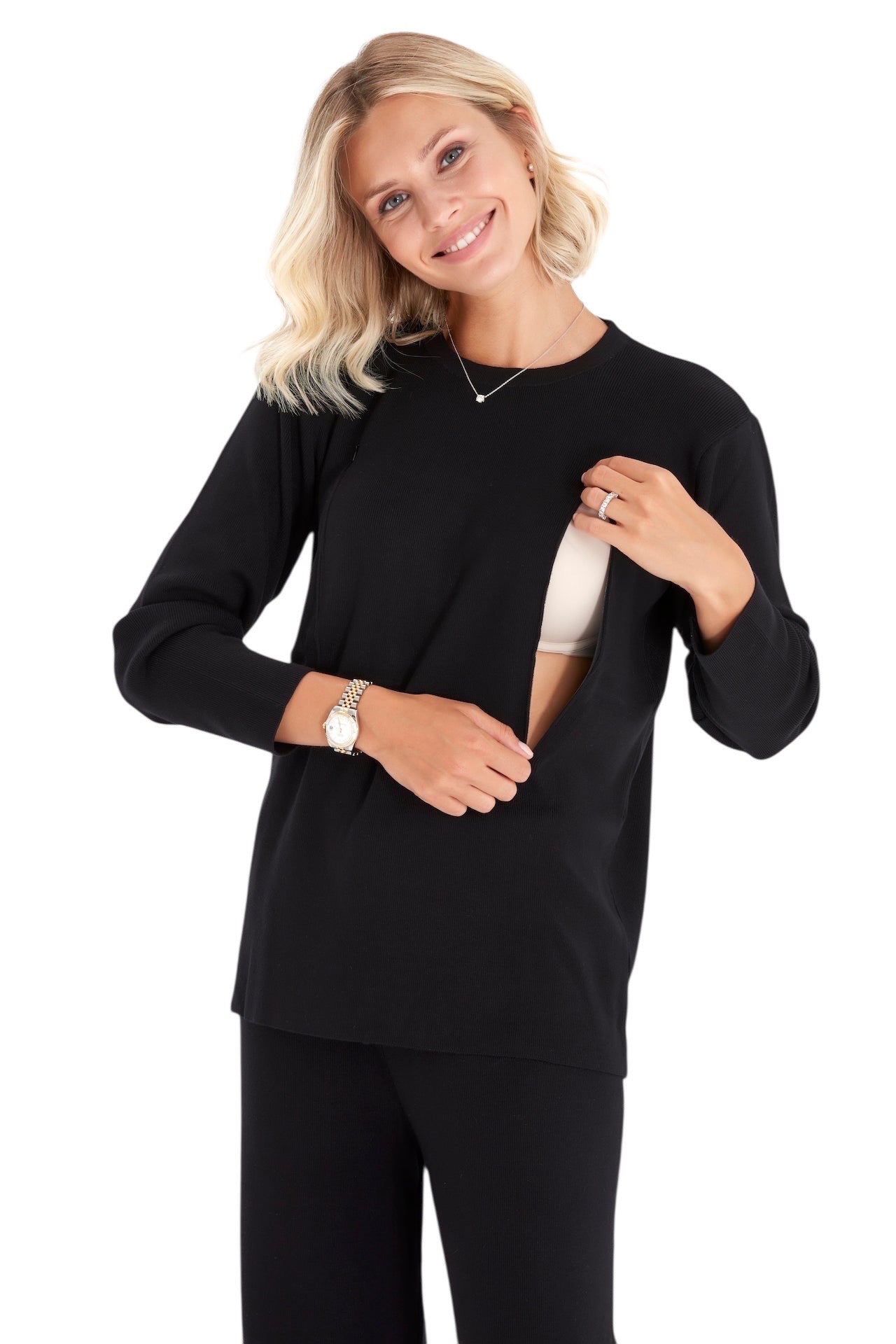 Effortless Elegance Set  Side Zip Long Sleeve Maternity/Nursing outfit