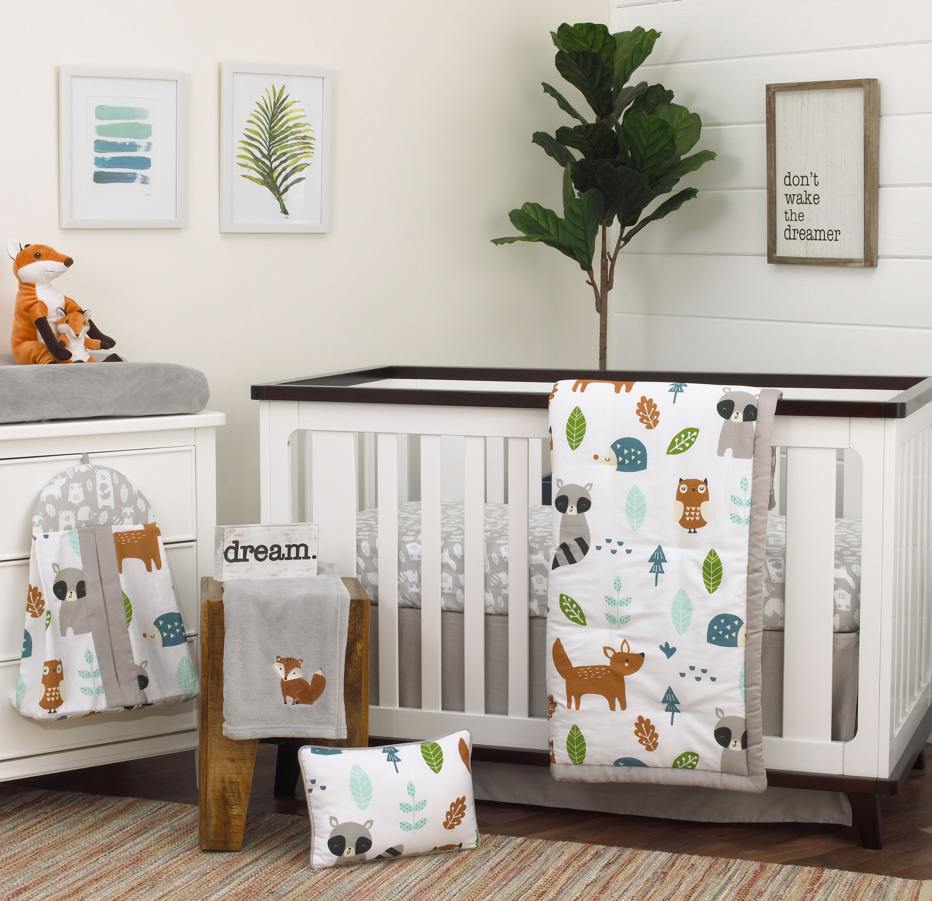NoJo Dreamer Little Woodland Friends 8 Piece Nursery Crib Bedding Set