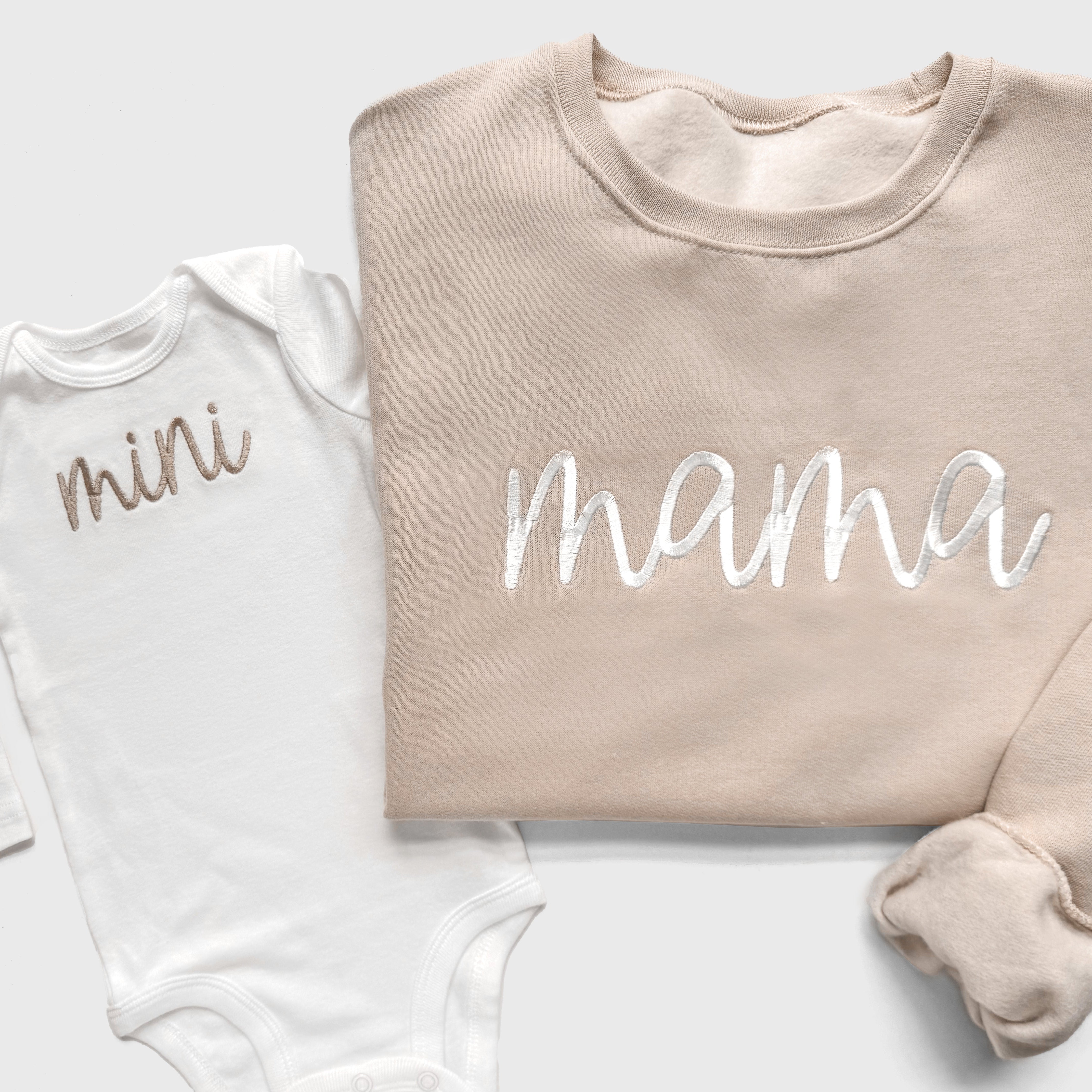 Mama & Mini Embroidered Matching Sweatshirt Set | Mother Daughter