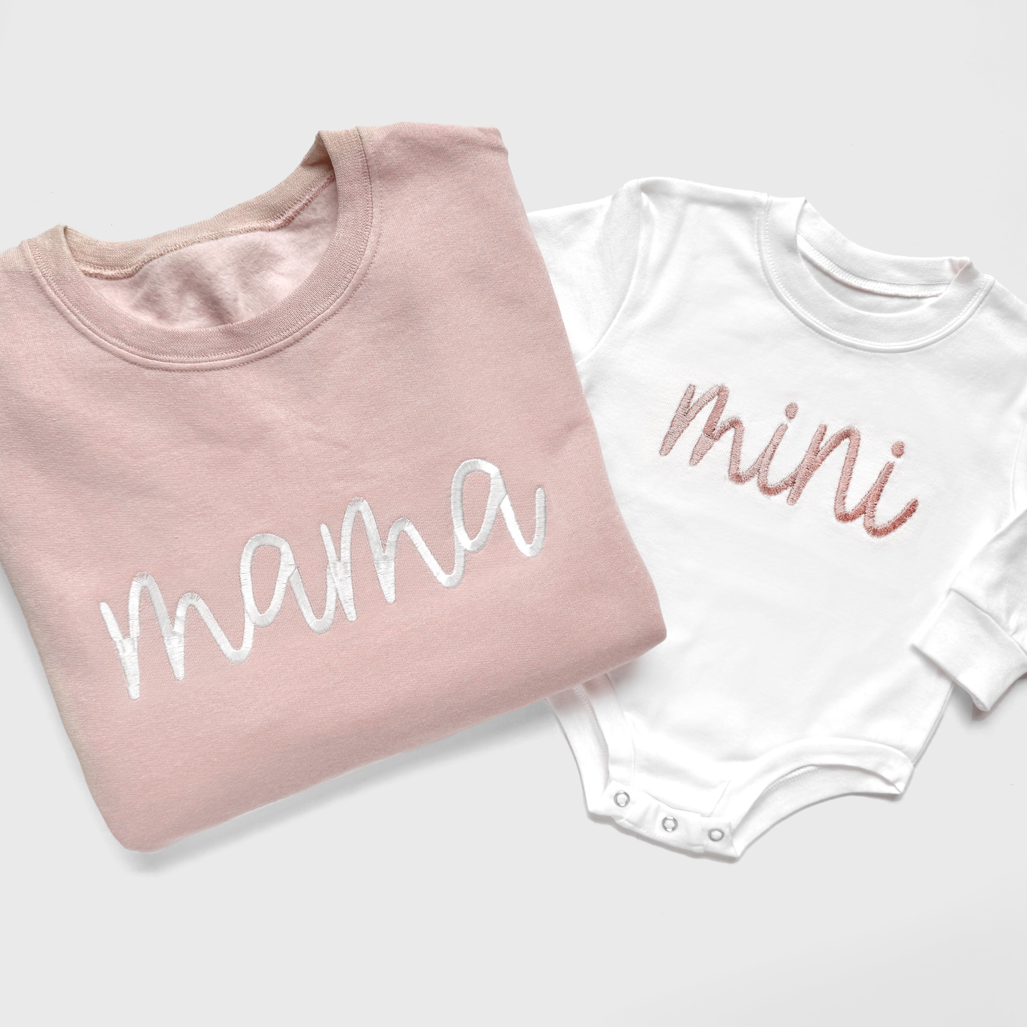 Mama & Mini Embroidered Matching Sweatshirt Set | Mother Daughter