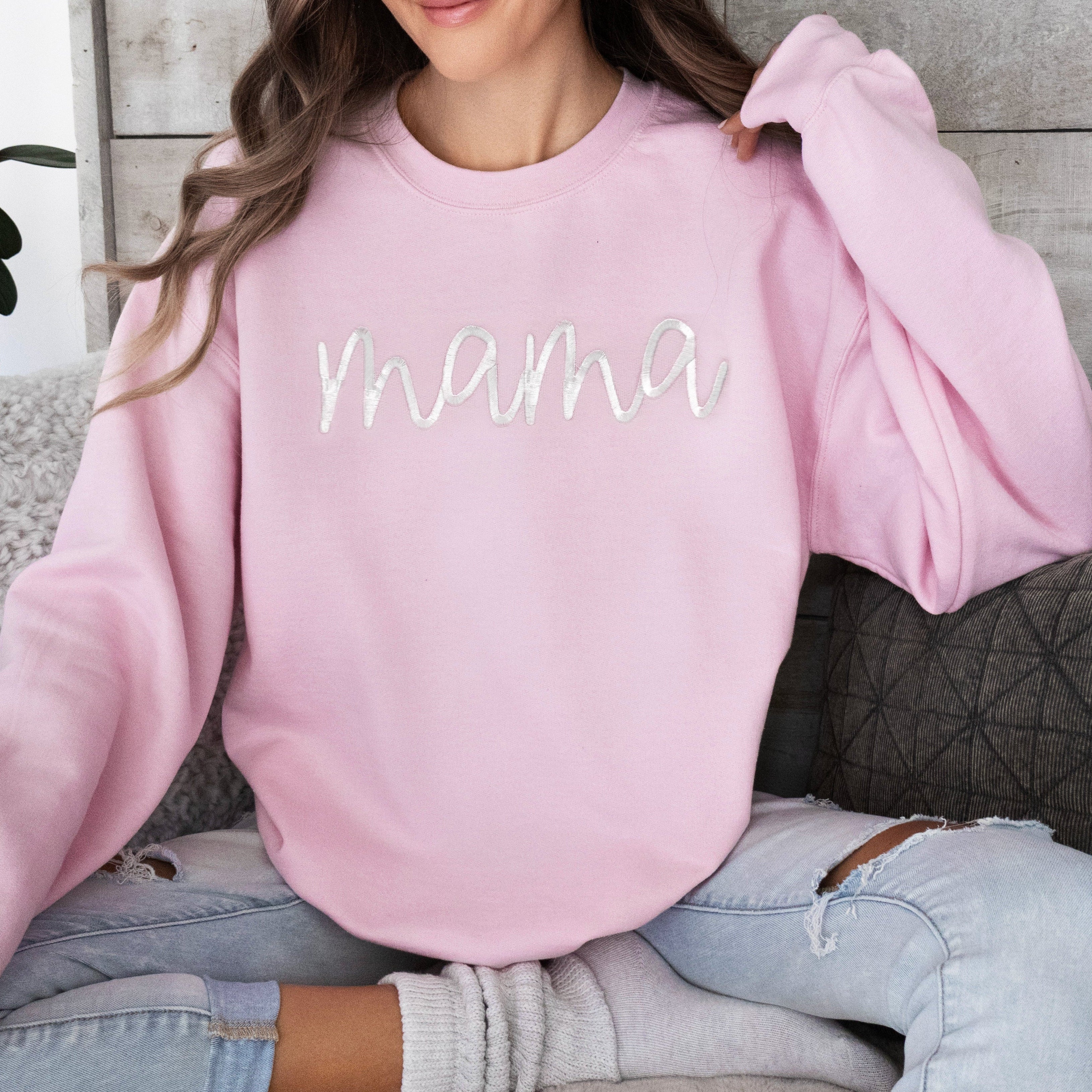 Mama & Mini Embroidered Matching Sweatshirt Set | Mother Daughter