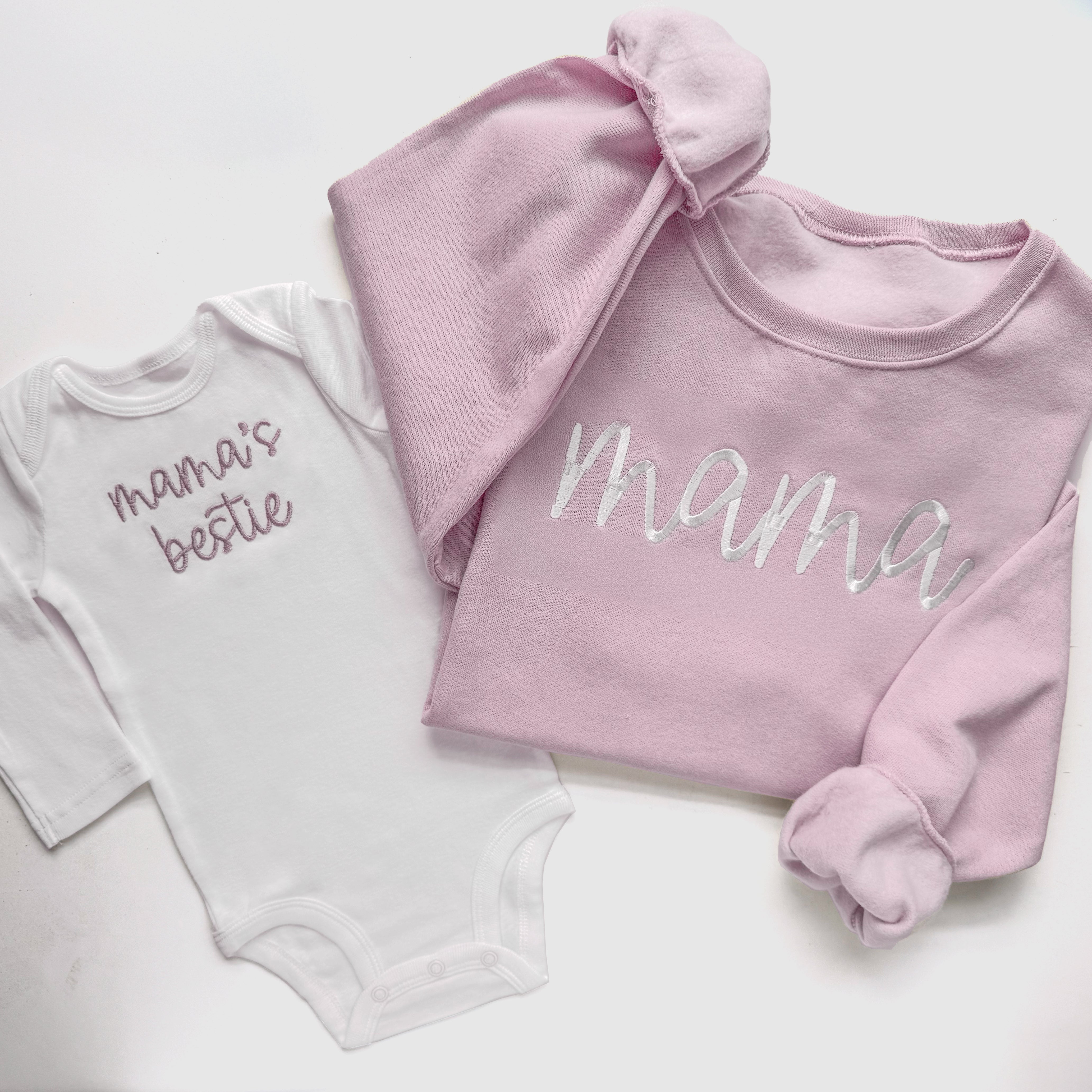 Mama & Mini Embroidered Matching Sweatshirt Set | Mother Daughter