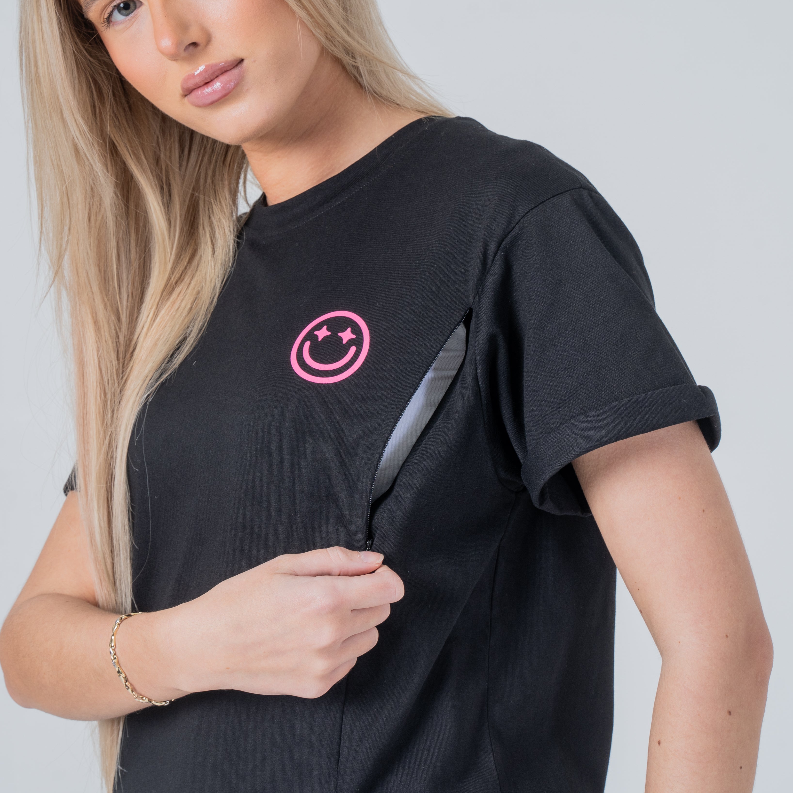 Mom Era Organic Cotton Nursing T-Shirt - Pink
