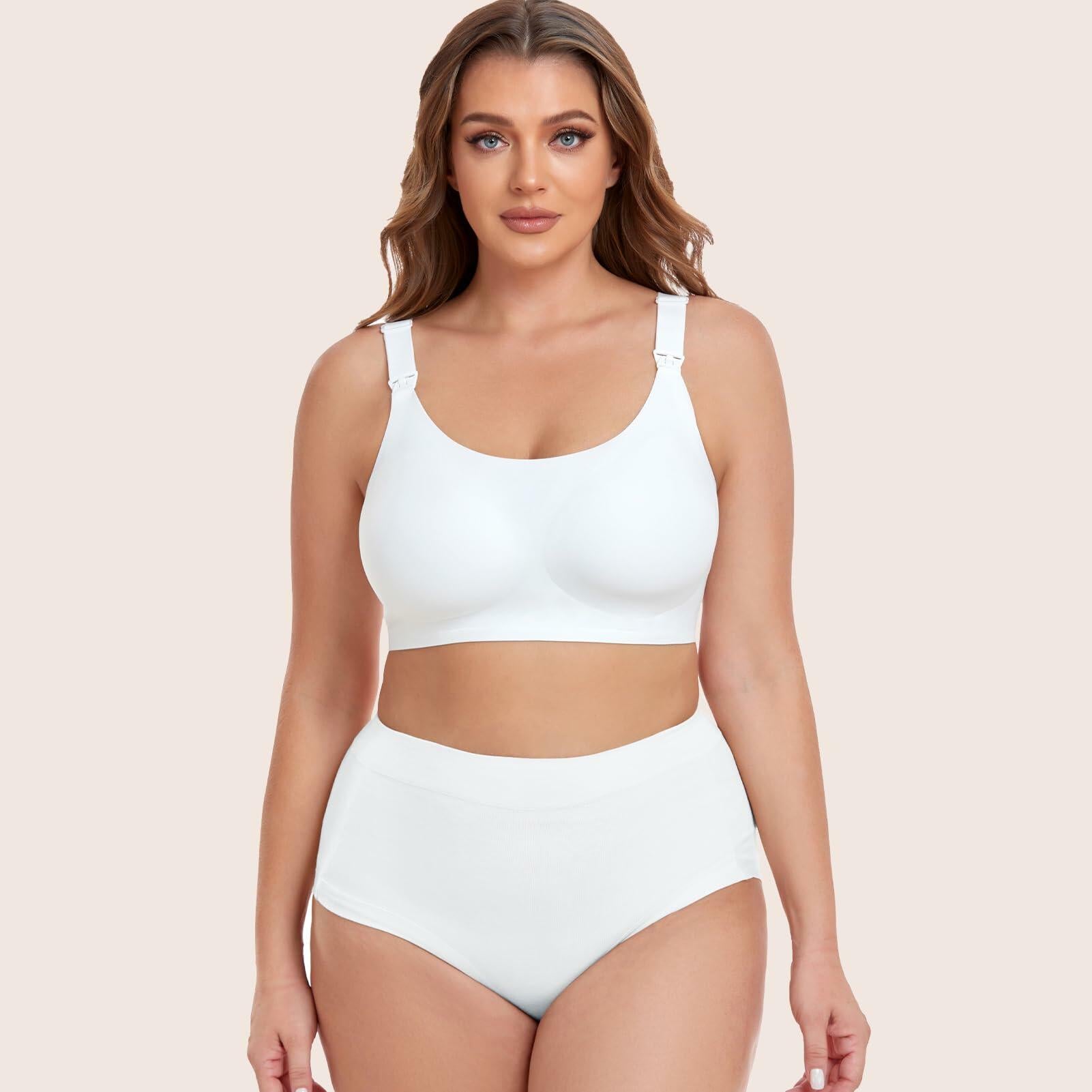 Gailife Nursing Bra Maternity Seamless Bralettes with Extenders White Size M