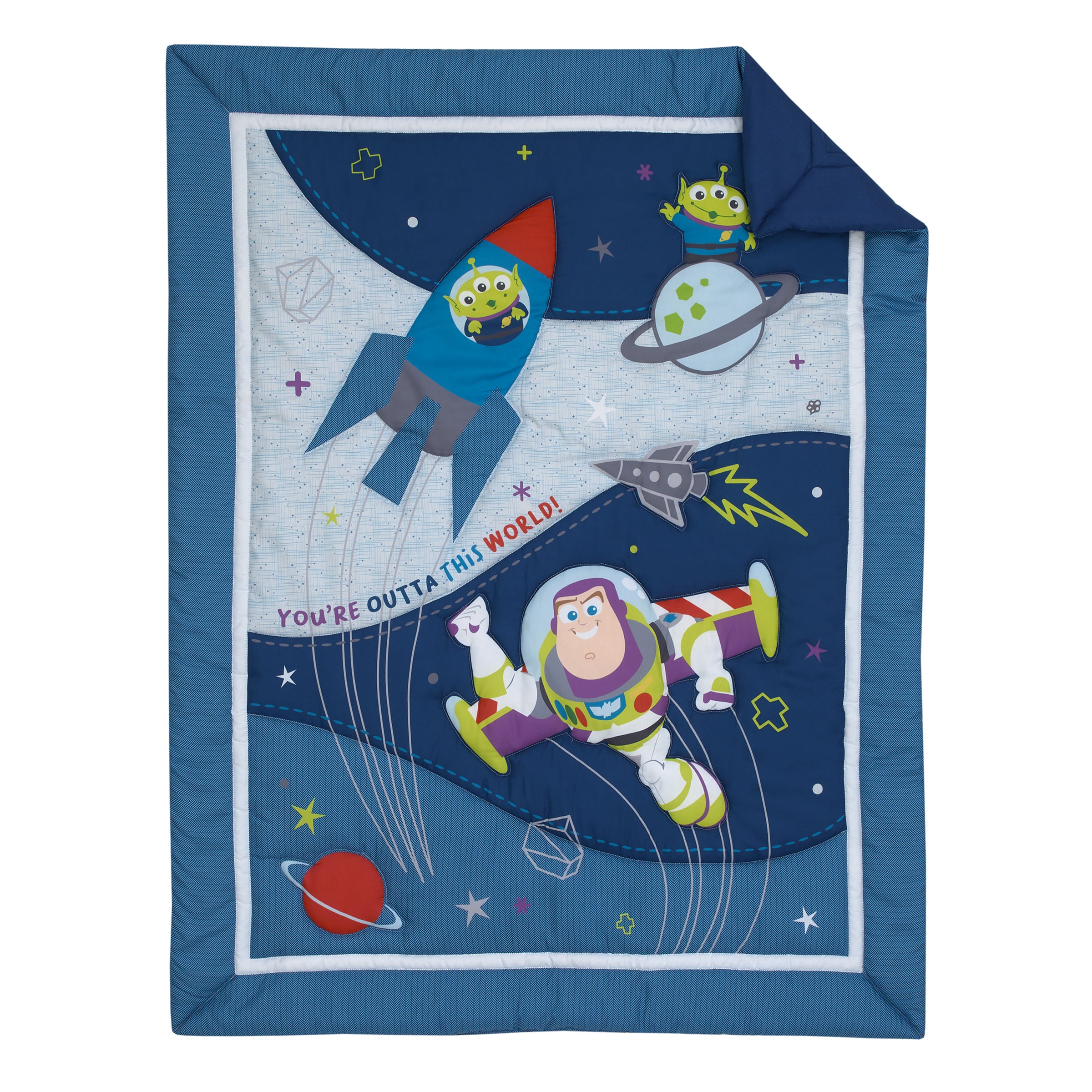 Toy Story Buzz Lightyear 4-Piece Blue Gray Crib Bedding Set