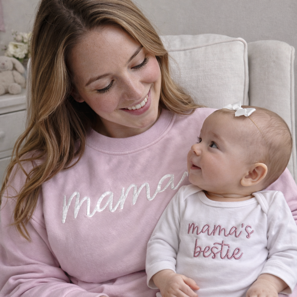 Mama & Mini Embroidered Matching Sweatshirt Set | Mother Daughter