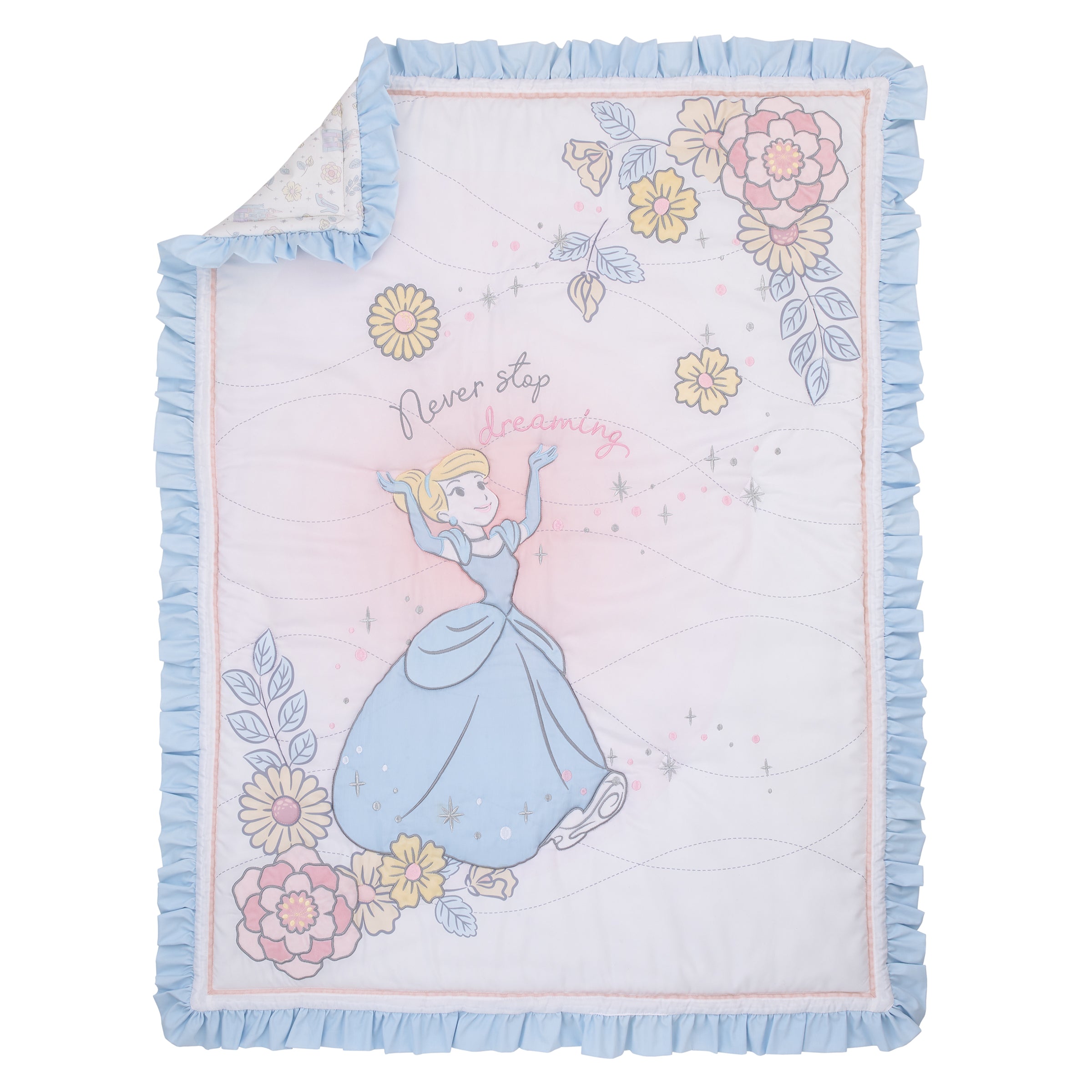 Disney Sweet Princess  Cinderella 3 Piece Nursery Crib Bedding Set